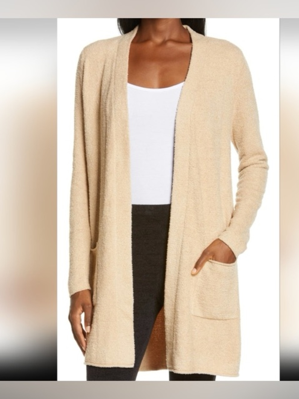 Barefoot Dreams Cozy Chic Lite cream long cardigan